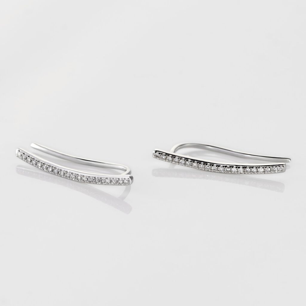 Boucles D'oreilles Grimpantes Fadoua Or Blanc Diamants