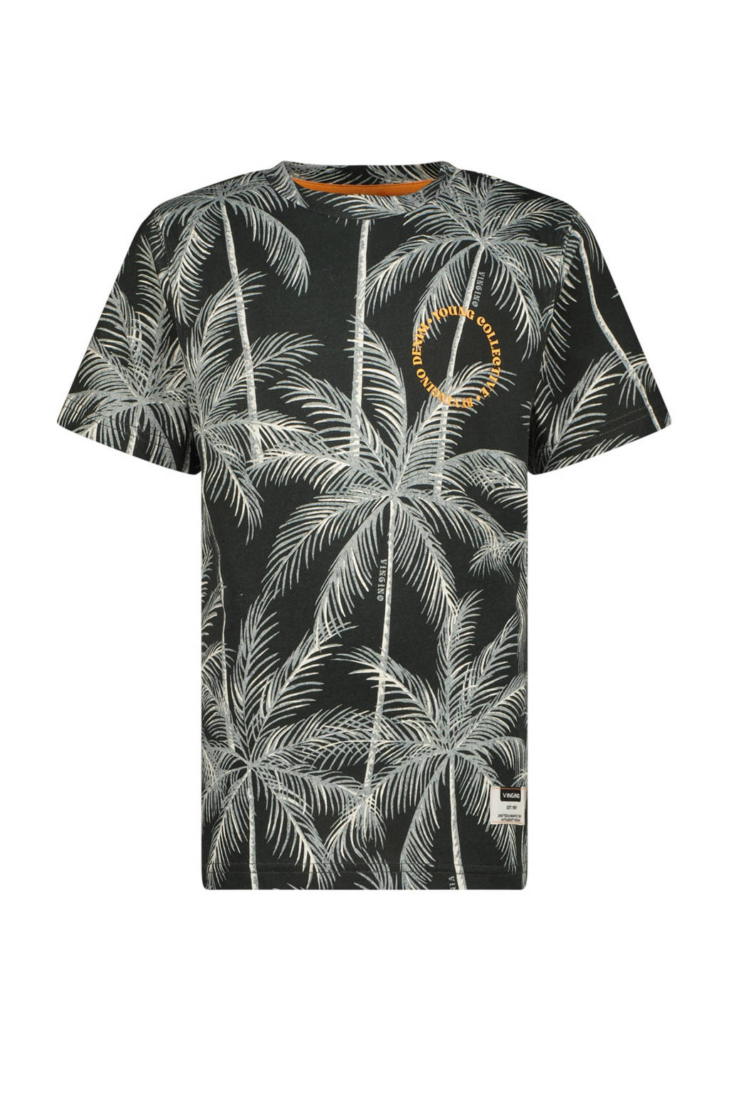 Vingino T-shirt Jesto met all over print grijsblauw/lichtgrijs