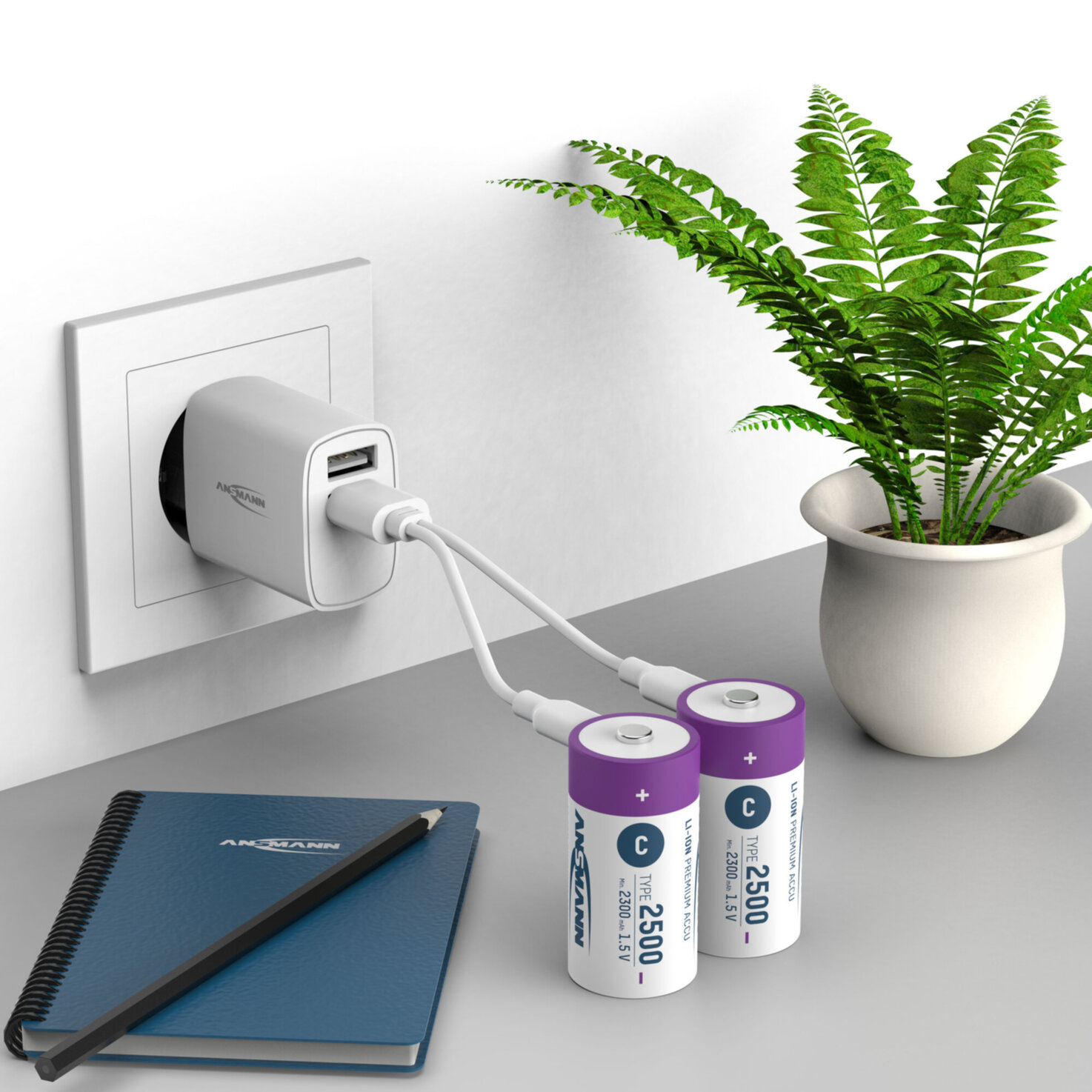 Ansmann Li-Ion Akku LR14 2 Stück USB-C