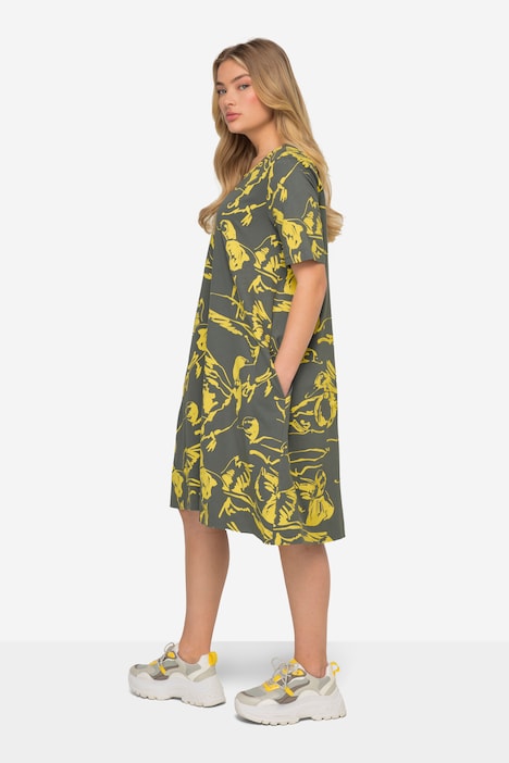 Jersey Kleid, Rundhals,  Halbarm, OEKO-TEX Made in Green