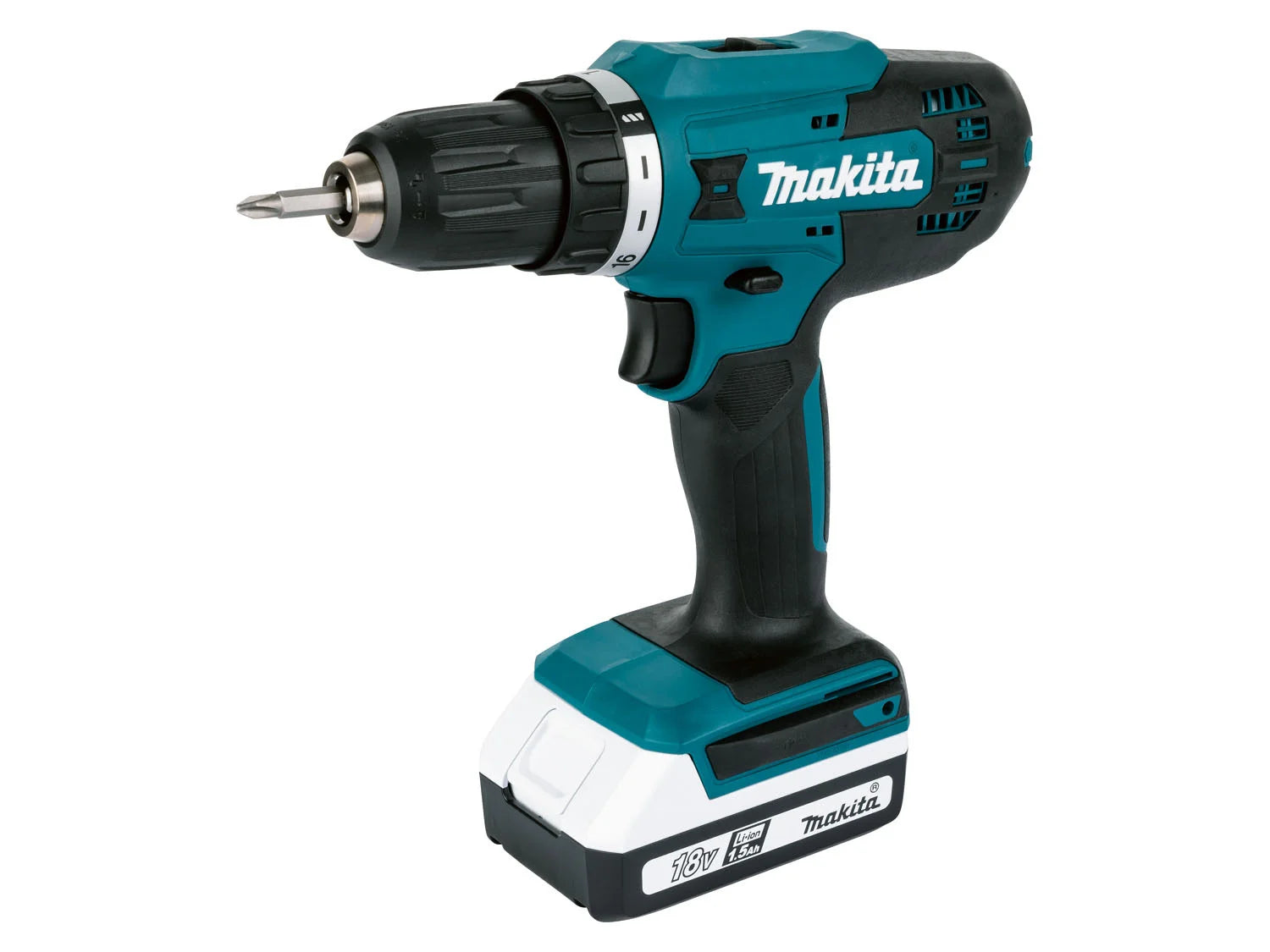 Makita 18 V cordless drill/driver set &raquo;DF488D&laquo;, with 2 batteries and charger