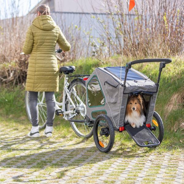 Trixie Hunde-Fahrradanhänger, grau/salbei