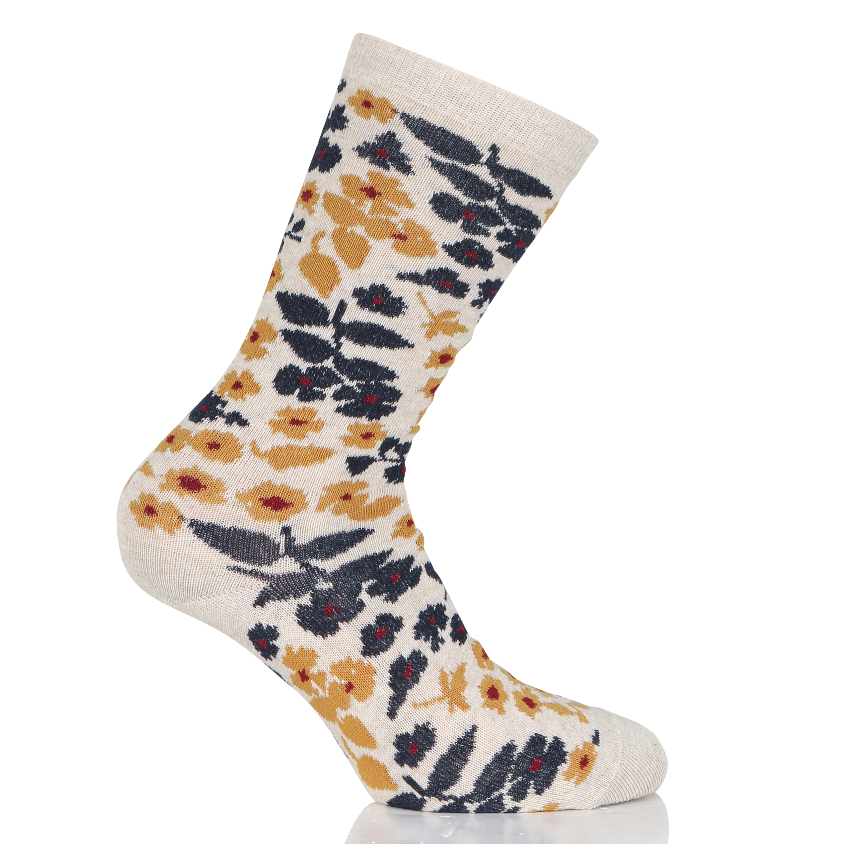 Chaussettes en coton mélangé imprimé | Beige