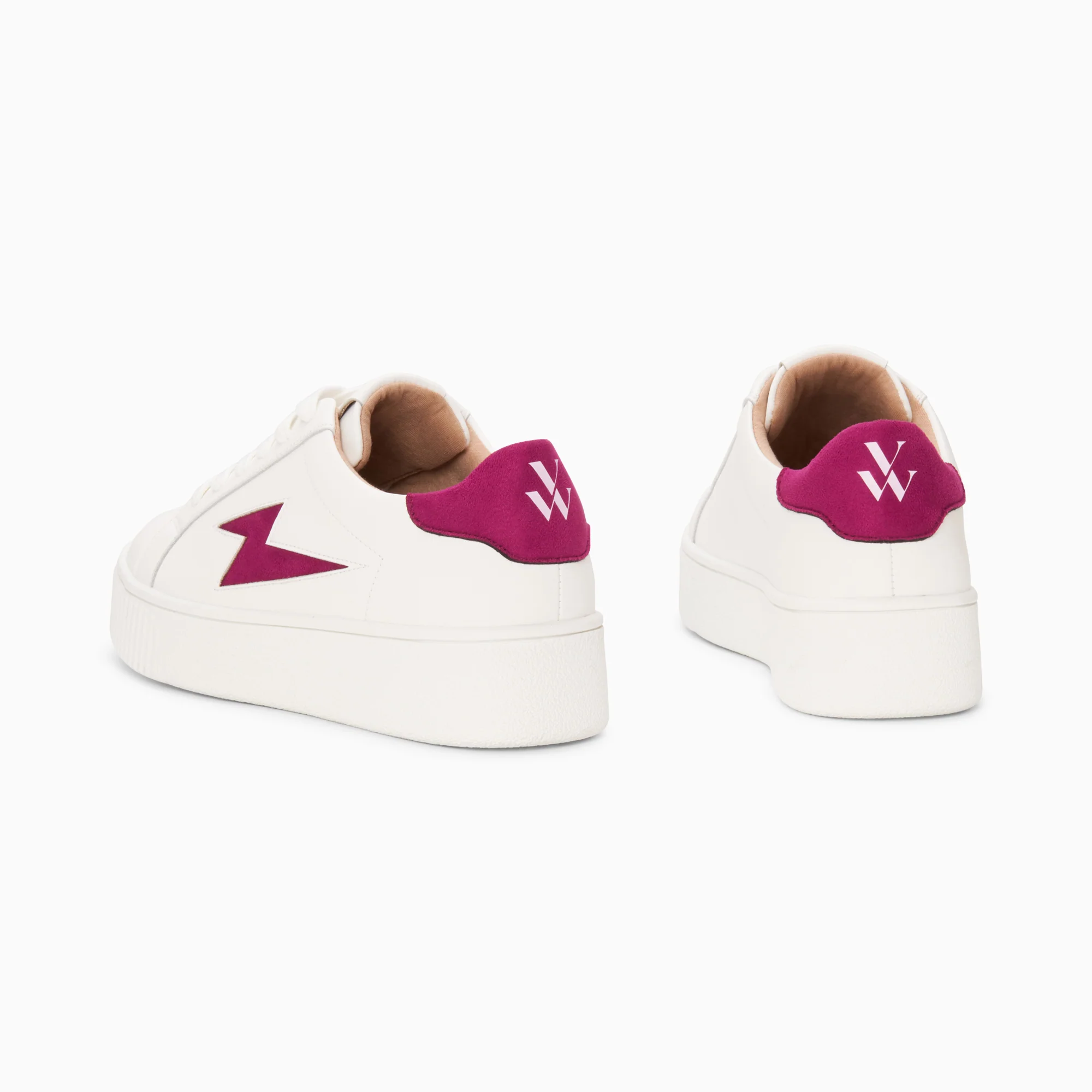Sneakers-Baskets éclair Tiff blanc et magenta à lacets