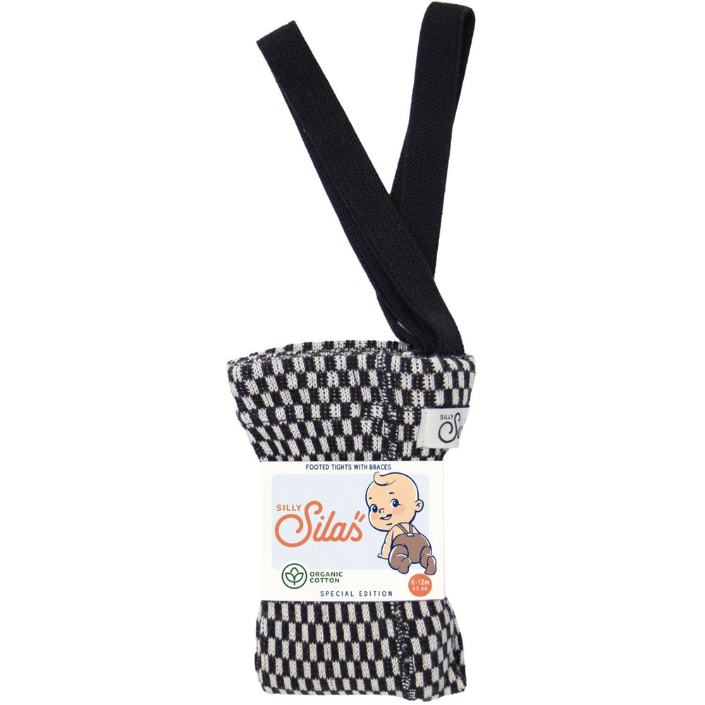 Køb Silly Silas Black X White Checked Special Footed Strømpebukser