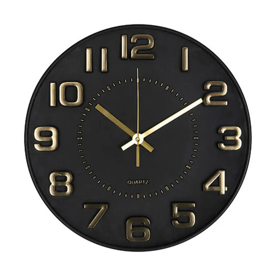 Atmosphera Doris Klok - zwart / goud - 30 cm - wandklok modern