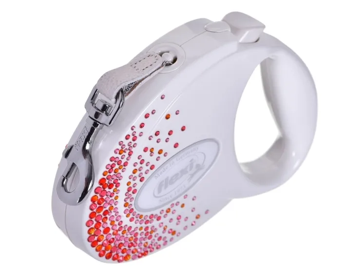 Flexi automatisk snor Glam Splash Orient M 5m, hvid