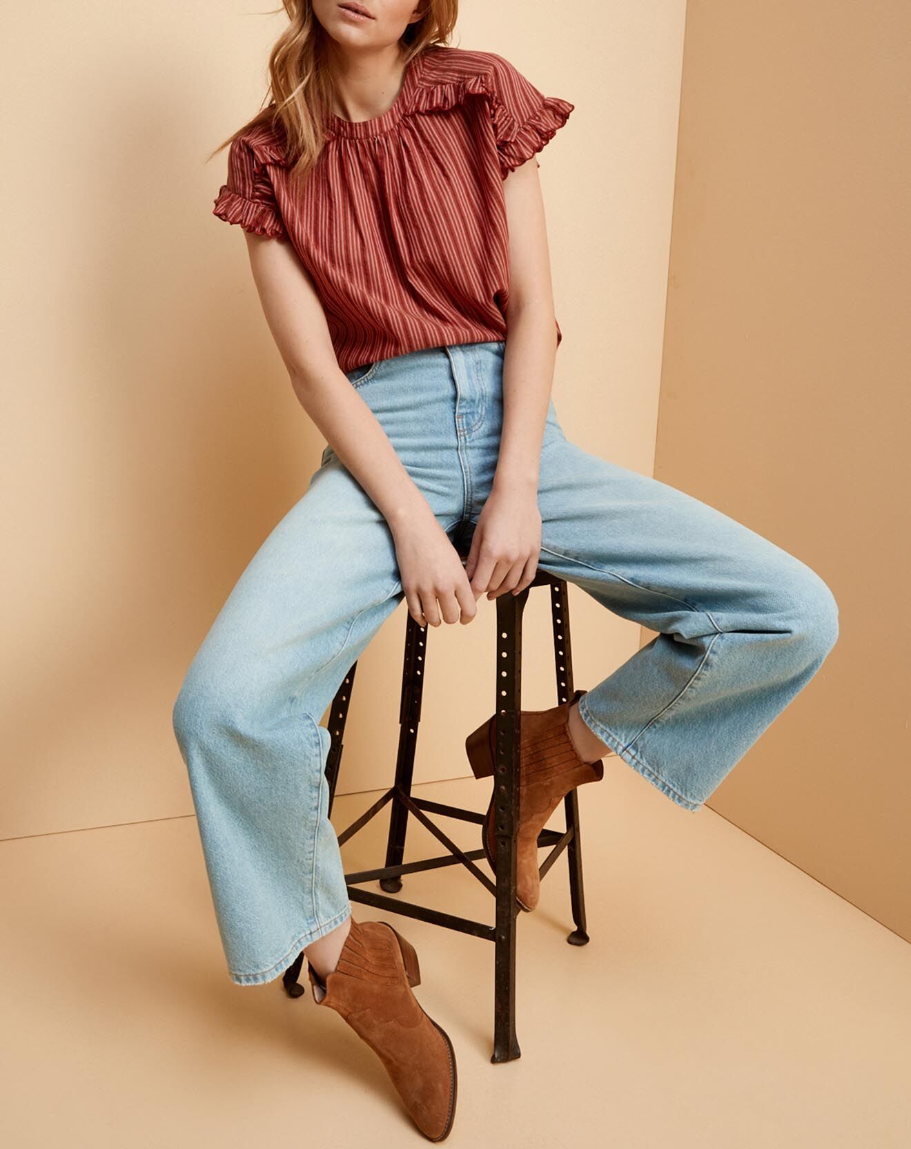 Cyrillus Blouse Gaby rayée terracotta