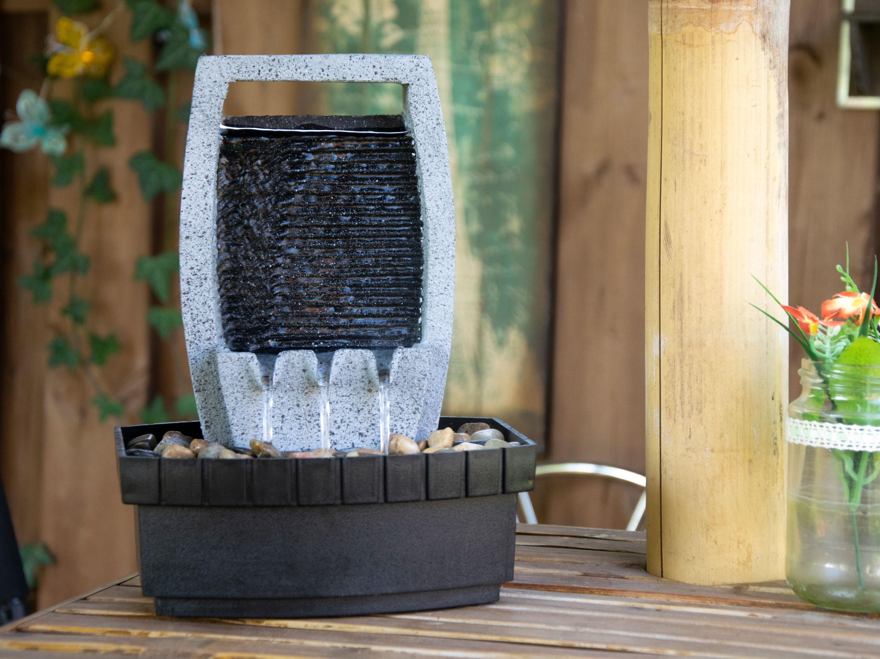 dobar Kleiner Polyresin-Brunnen mit Pumpe - versch. Ausführungen