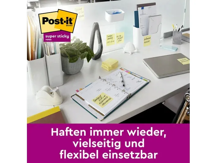 Post-it super sticky notes, 76 x 76 mm, gul, pakke a 24 stk.