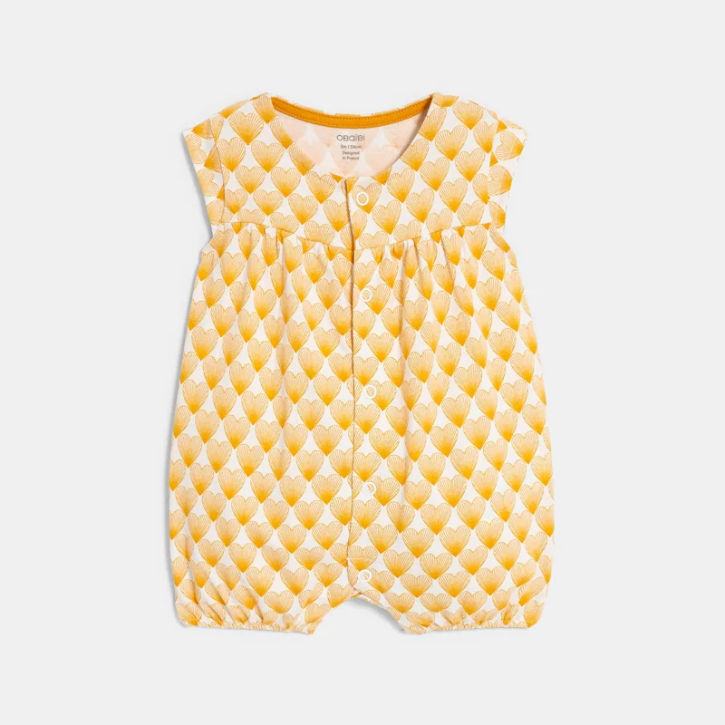 Combi courte cœurs jaune bébé fille Jaune