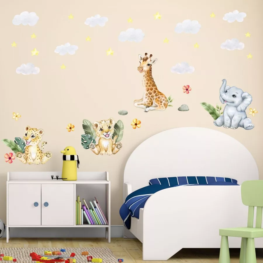 Nikima Wandtattoo 242 Wandtattoo Tierkinder Dschungelbabys bunt