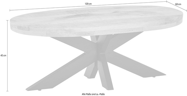 Stolkom Couchtisch »Mumbai« Massivholz Mango Wood, Tisch mit Ovaler Tischplatte