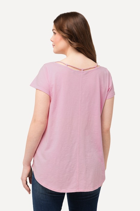 T-Shirt, Kordel, A-Linie, Rundhals, Halbarm
