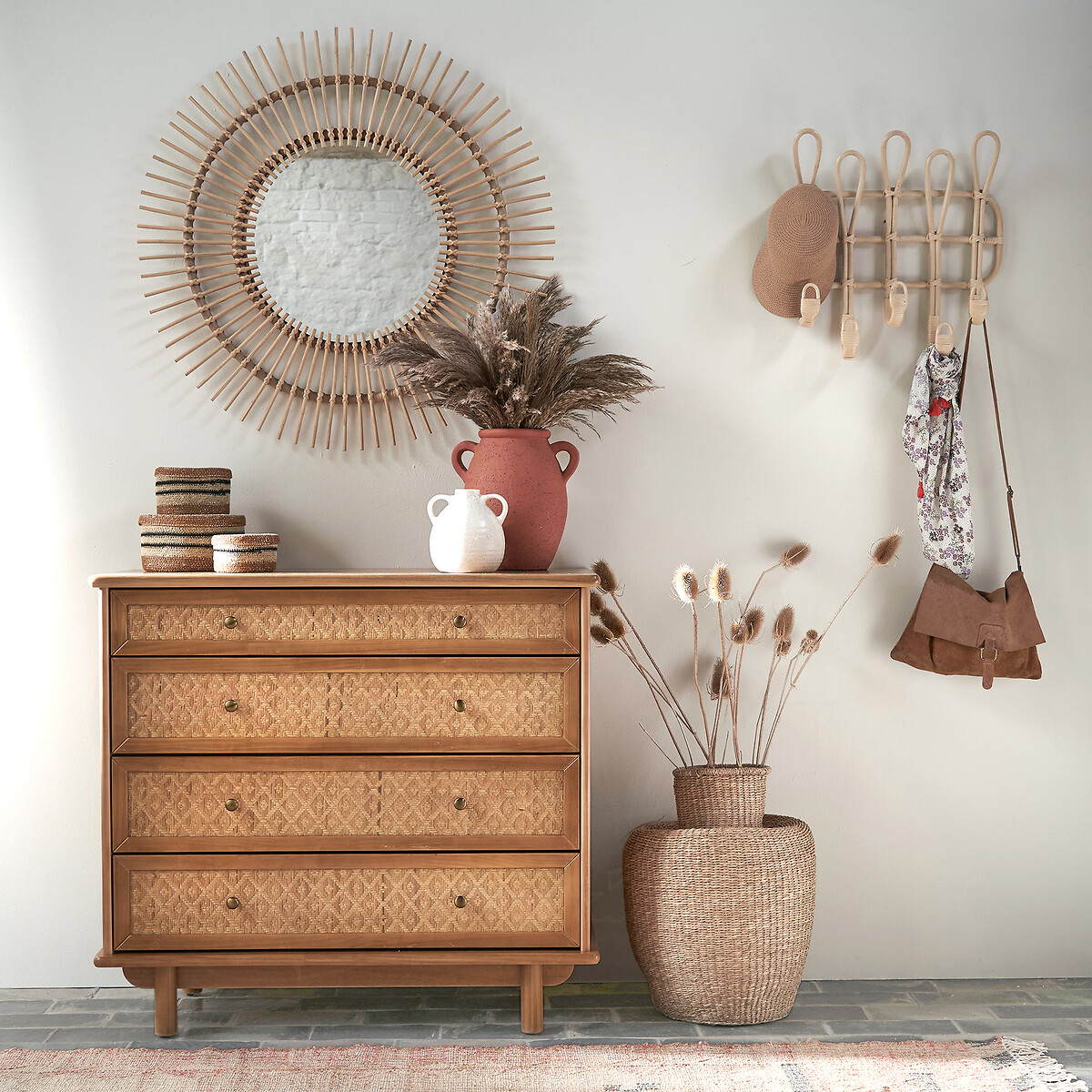 LA REDOUTE INTERIEURS<br>Cômoda em pinho maciço e rattan, Orient