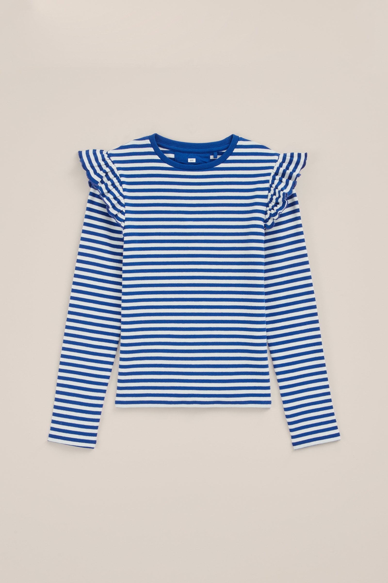 Meisjes gestreept T-shirt WE Fashion Kobaltblauw