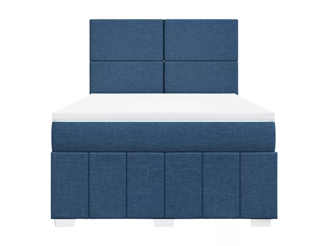 Sommier à lattes de lit avec matelas Bleu 160x200 cm Tissu