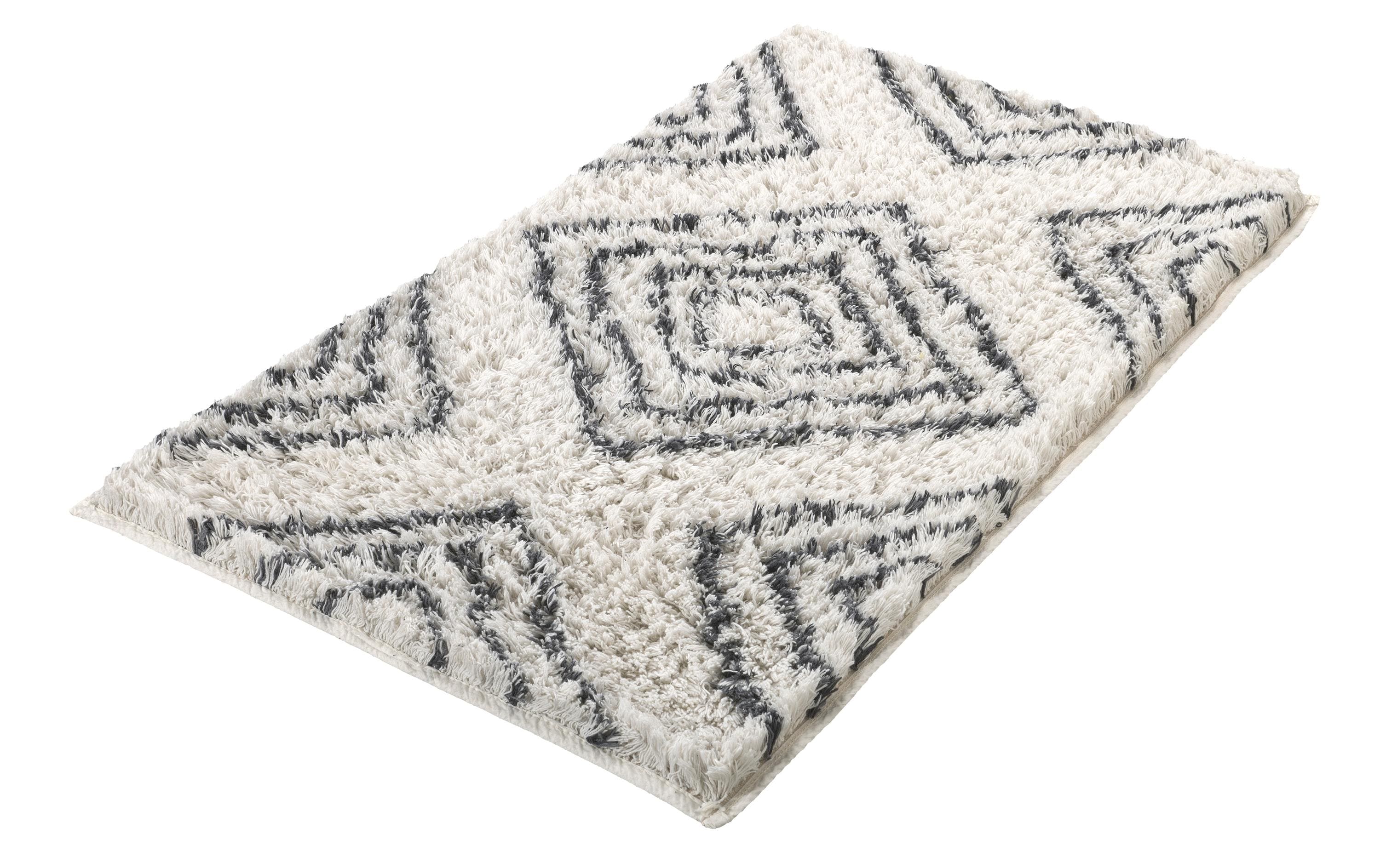 Badteppich Boho 60 x 100 cm, Hellgrau/NatureBadvorleger aus recycelter Baumwolle