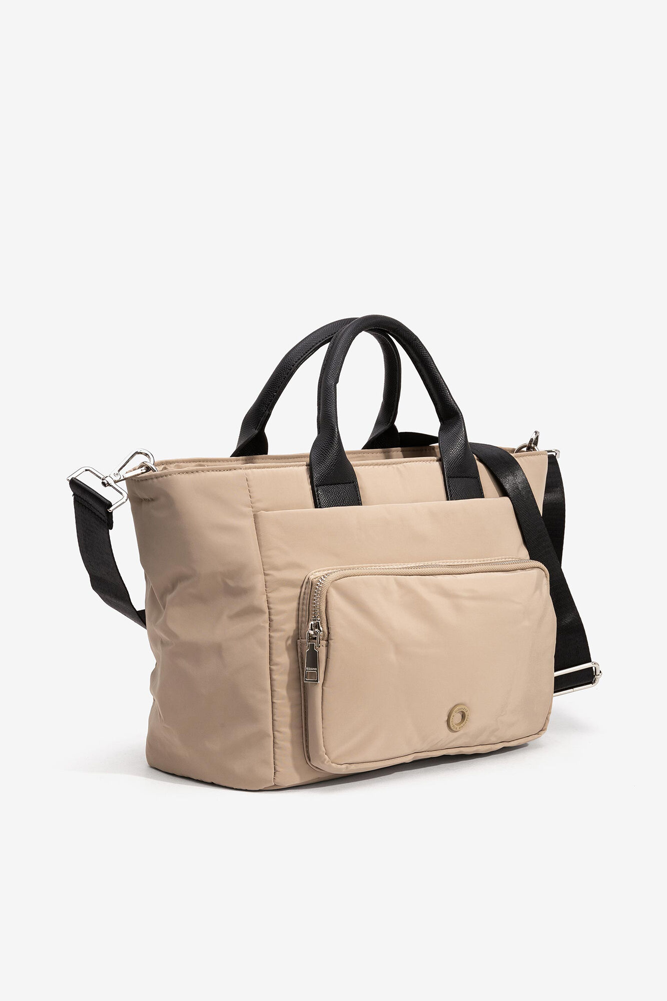 Bolsa city de nylon acolchado - bege