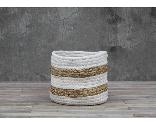 Lafiora mand van waterhyacint en katoen, 20 x 18 cm, wit, bruin