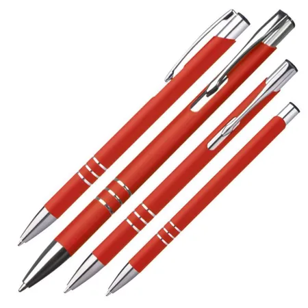 Easy Gifts 10 schlanke Kugelschreiber / aus Metall / Farbe: rot