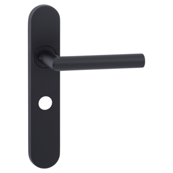 Novidade deurkrukset Porto ovaal schild met vrij-bezet sluiting 63/8 mm zwart RVS