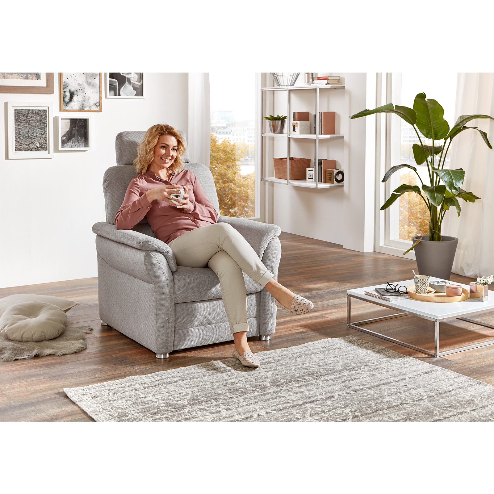 polsterpower Sessel - silber - Microchenille