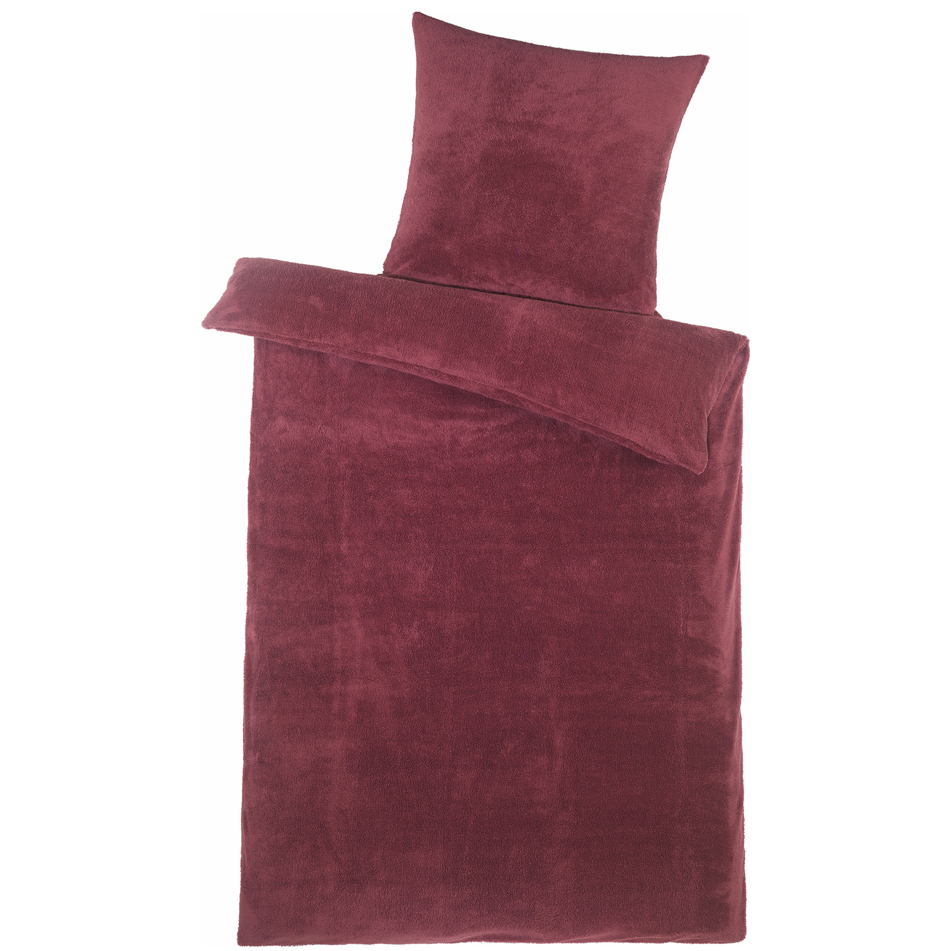Teddy-Fleece-Bettwäsche - weinrot - 135x200 cm