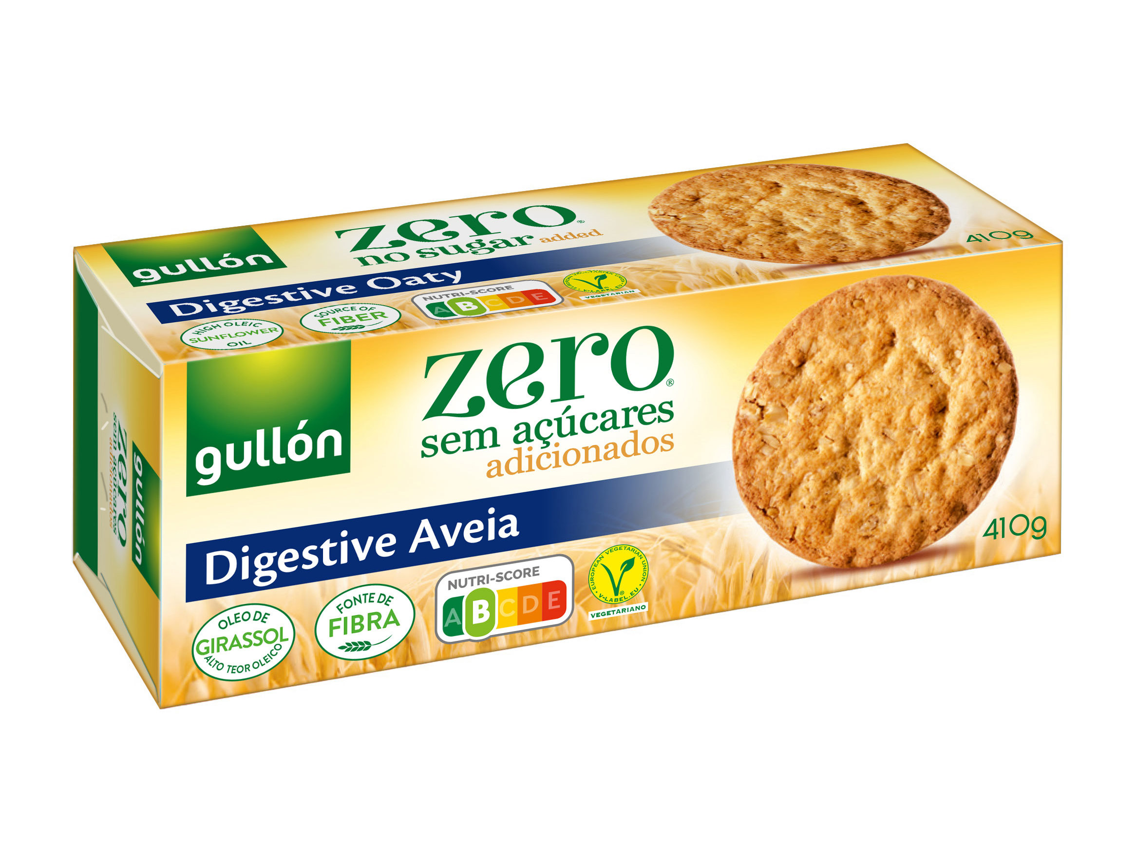 BOLACHA GULLON DIGESTIVE AVEIA SEM AÇÚCARES ADICIONADOS 410G
