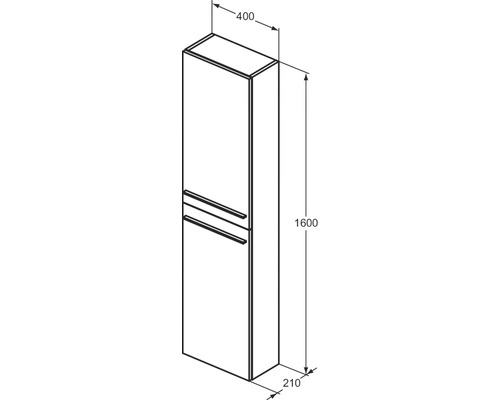 Ideal Standard i.life S hoge kast, BxHxD 40 x 160 cm x 21 cm, frontkleur wit mat, T5288DU, zonder greep