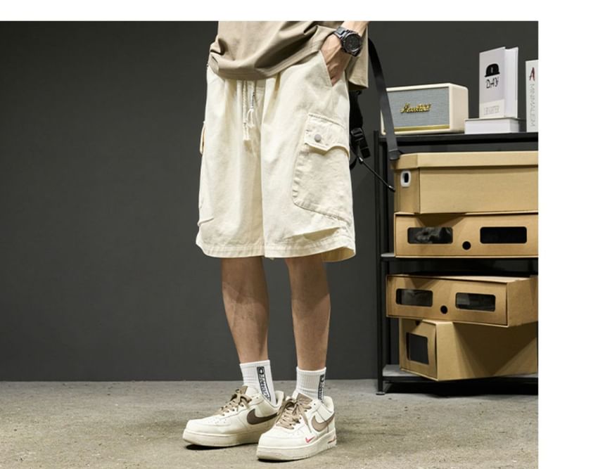 Urtishia - Effen cargoshorts met trekkoordtaille
