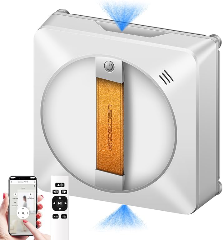 LIECTROUX Fensterwischroboter YW710, 2-Wege-Wassersprüher, bürstenloser Motor, App-Steuerung für Glas, Fenstern, Fliesen, Glasböden und schwer erreichbaren Stellen, Sicherheit und Fallschutz