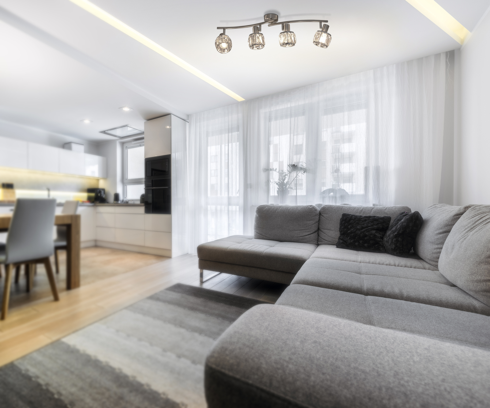 LED-Deckenstrahler JOSEFA - Stahl blank - 4 Spots