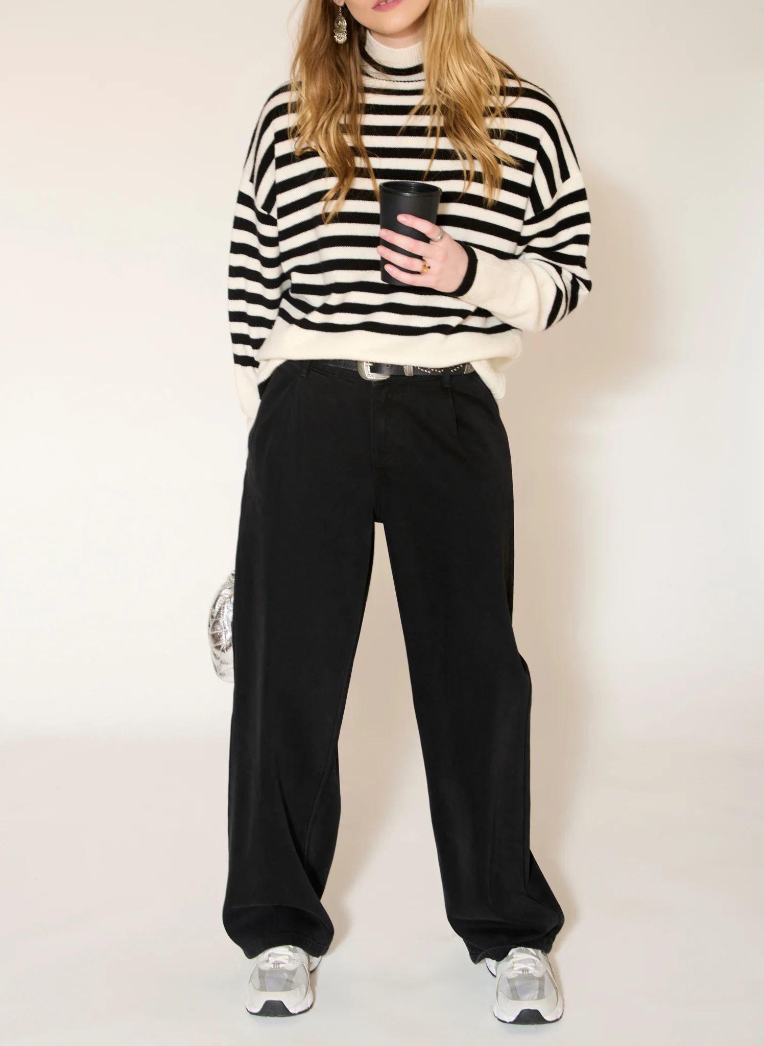 KURA - Pull oversize col montant en laine | Blanc