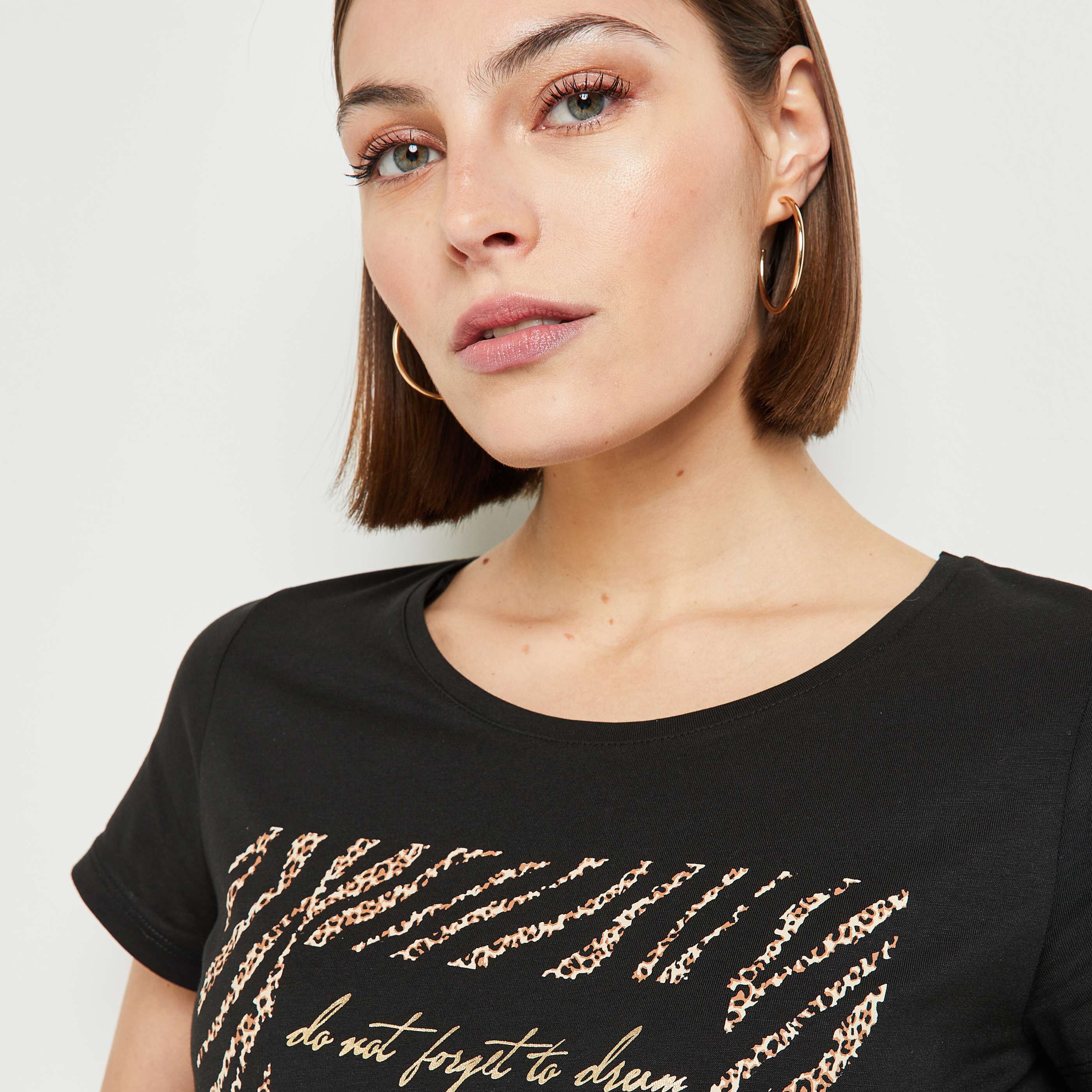 T-shirt imprimé femme - NOIR
