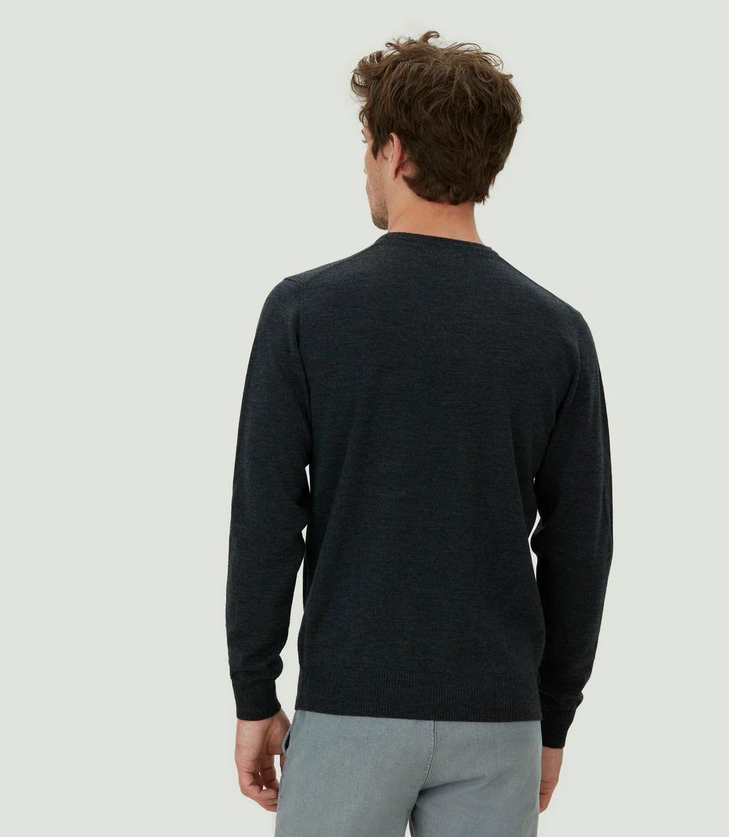 Pull col V mérinos anthracite 