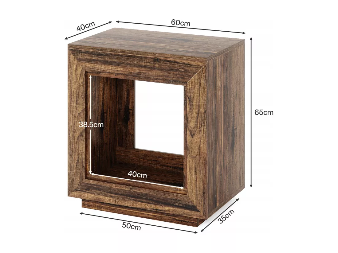Tribesigns Petite Table d'Appoint Bout de Canapé en Bois, Table de Chevet Carrée pour Chambre à Coucher avec Étagère de Rangement pour Salon, Entrée Rustique Marron