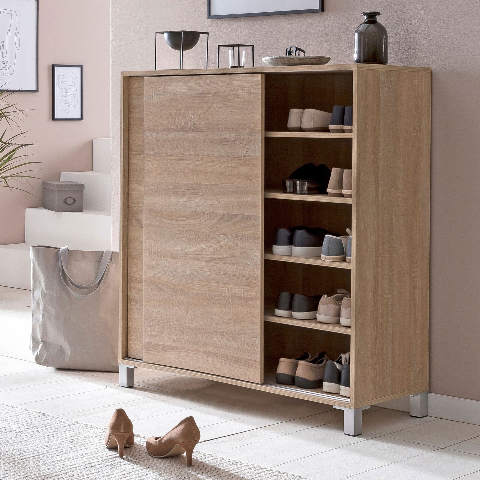Schuhschrank 100 x 108 cm Sonoma Eiche-Dekor