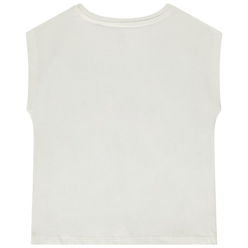 T-shirt manches courtes motif en cording pour fille - Ecru