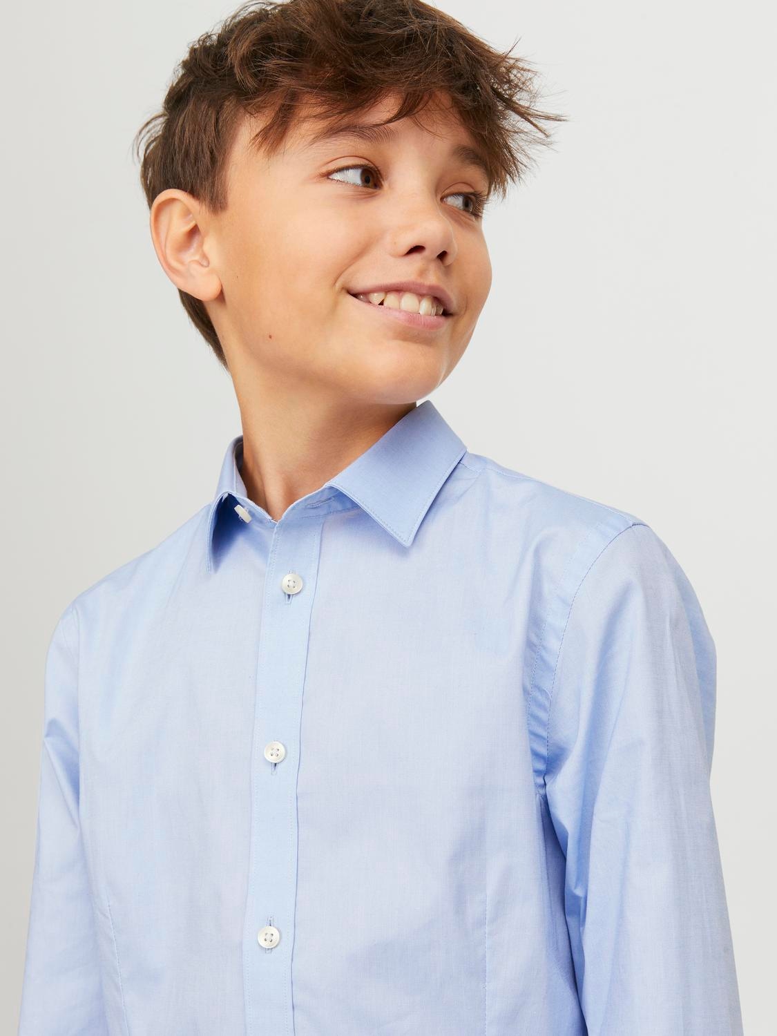 Jack & Jones Junior Langarmhemd »JPRPARMA cool, elastisch, kombinierbar«, unifarben, modisch, regular fit, Hemdkragen