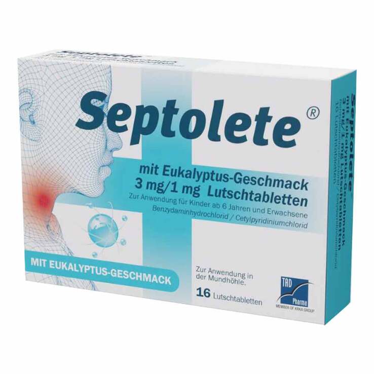 Septolete mit Eukalyptus-Geschmack 3 mg/1 mg Lutschtabletten, 16 St