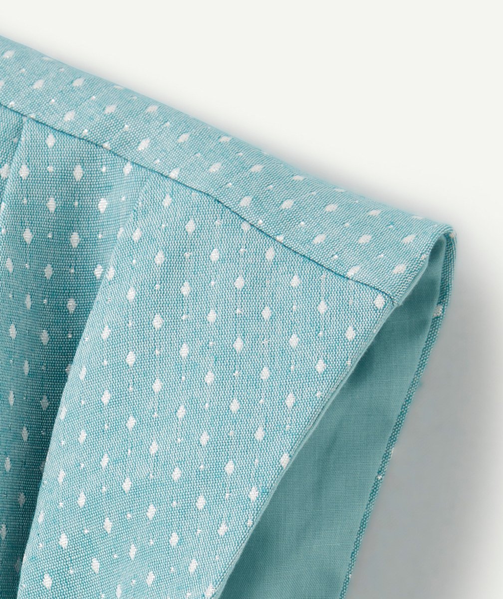 ROBE MANCHES COURTES FILLE BLEU VERT AVEC IMPRIMÉ LOSANGE PAILLETÉ