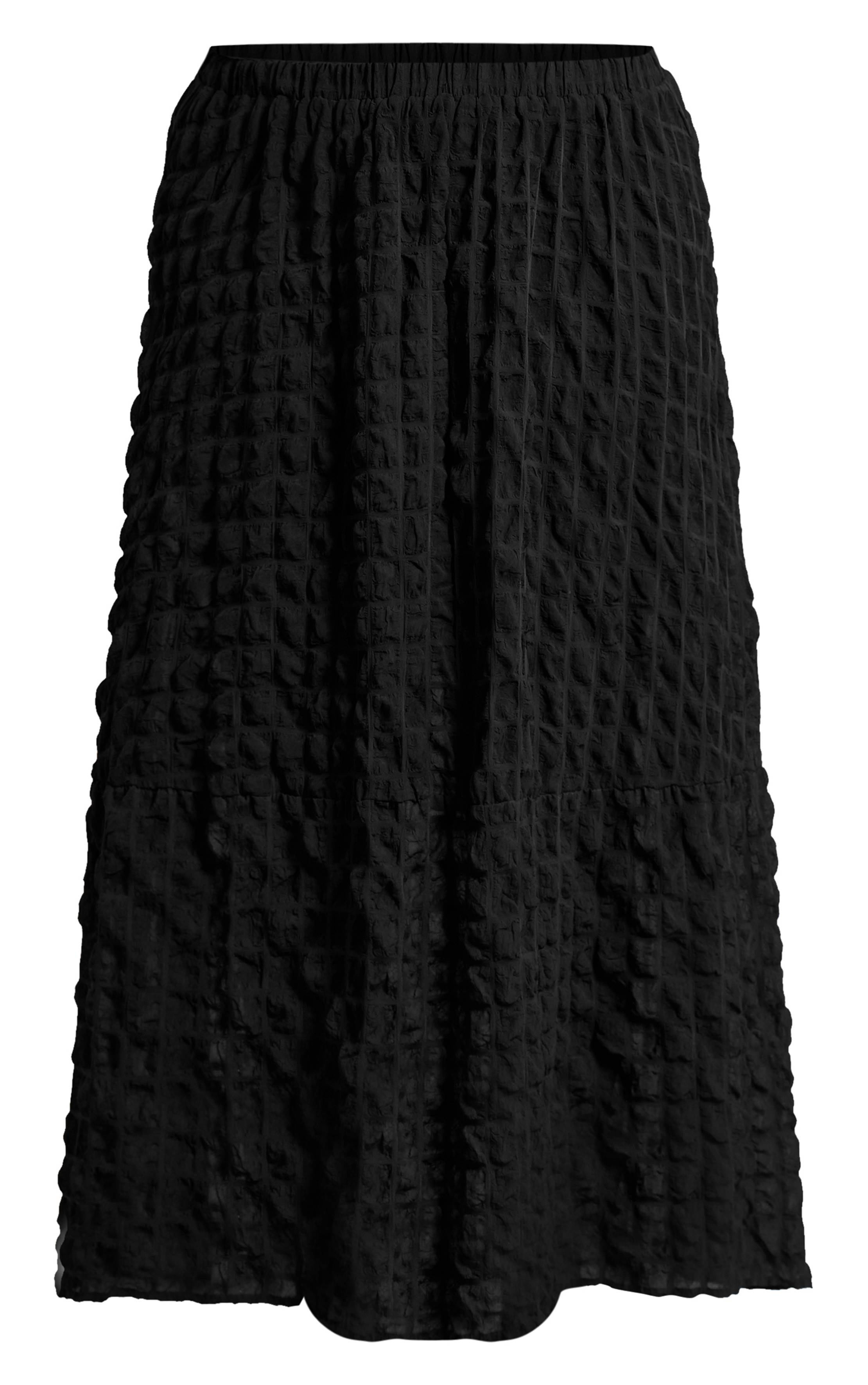Noir Jupe Longue Froncée Texturée Grande Taille Coordonnée
