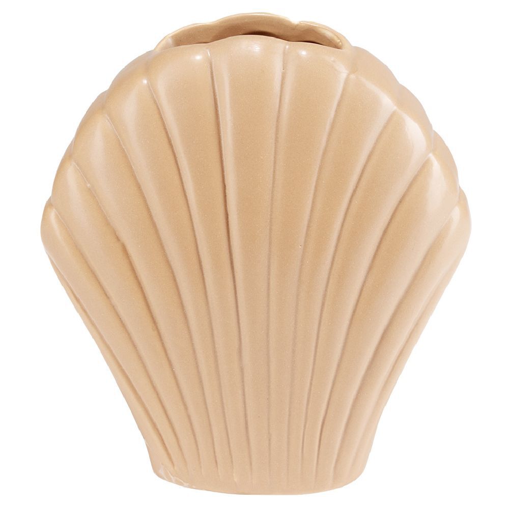 Vase coquillage en grès beige/rose/blanc 18x7xH15cm