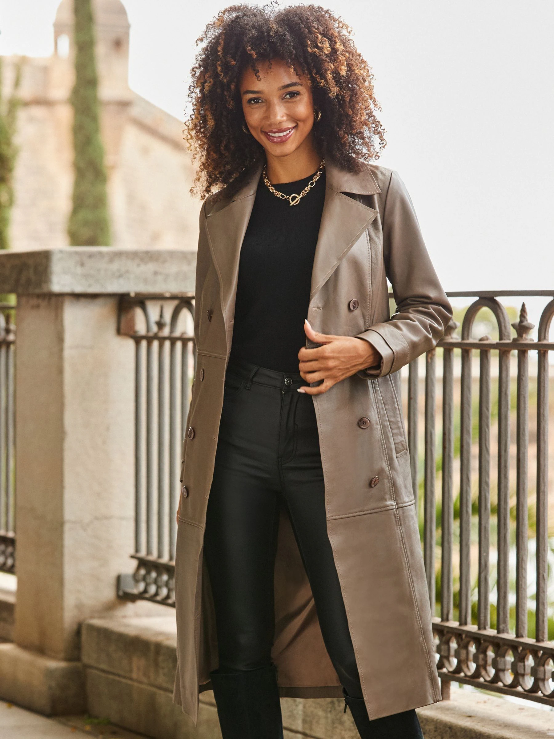 Natuurlijk - Sosandar premium trenchcoat van leer