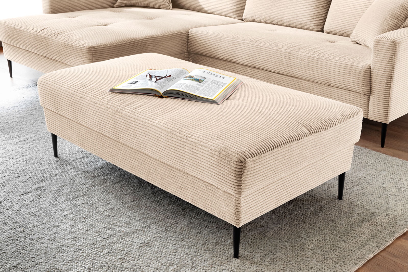 Hocker Summer Cord-Bezug Mink 140x46x80 cm