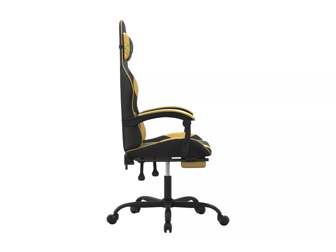 Chaise de jeu avec repose-pied Noir et doré Similicuir