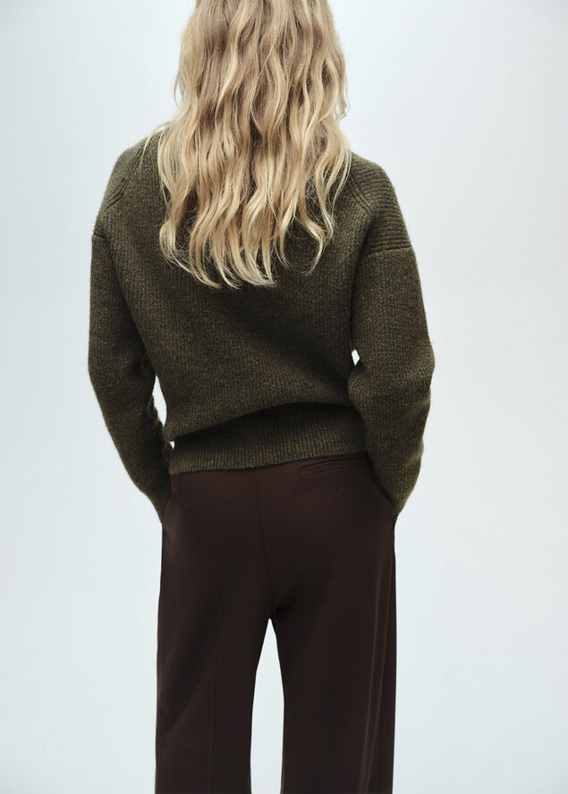 MANGO V-neck ribbed cardigan Beige - khaki