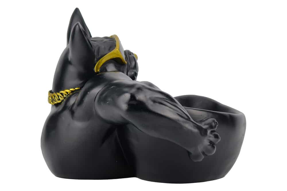 Deko-Figur BULLDOG 35cm schwarz handmade Schale mit Ablagefach