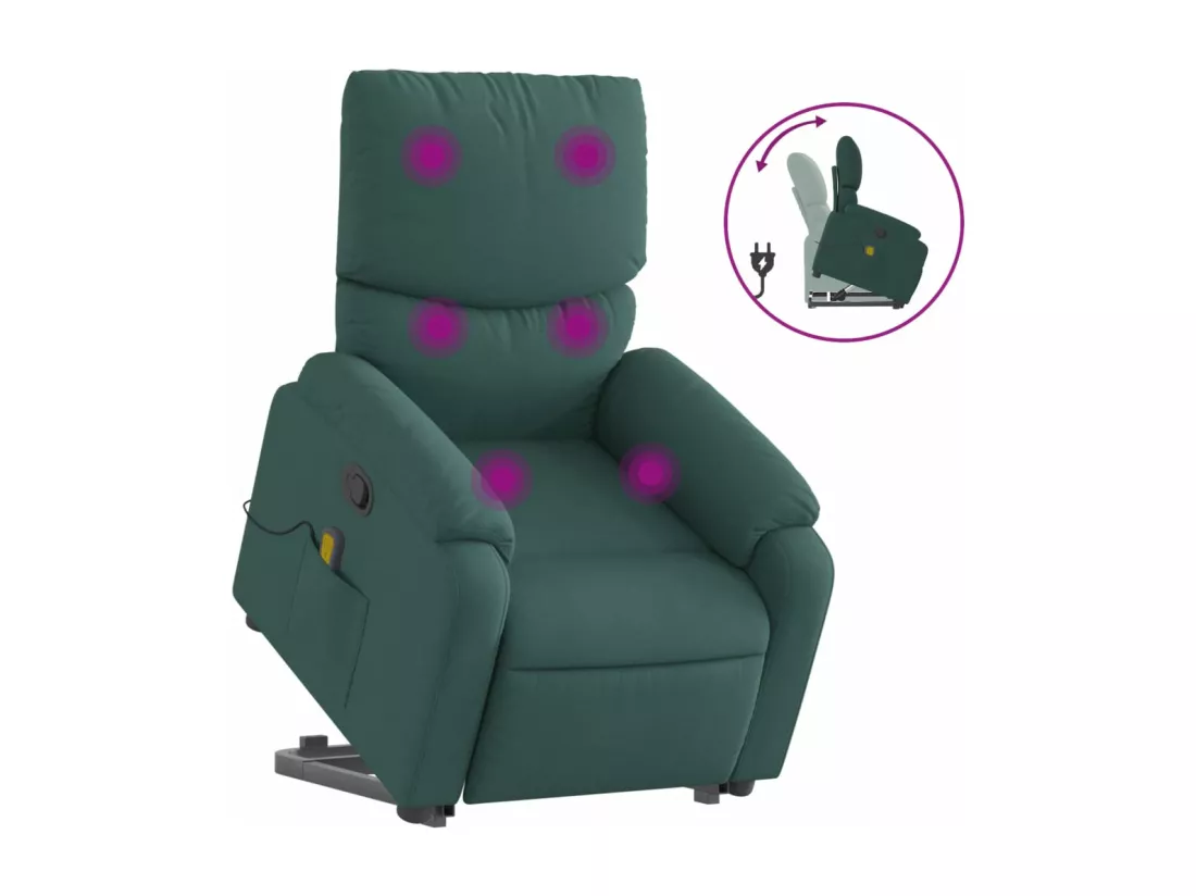 Fauteuil inclinable massant Vert foncé Tissu